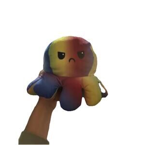 Rainbow Angry Happy Mood Emote Octopus Dashboard Sitter Plush Stuffed Animal Toy
